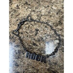Y2K Gunmetal “ROCK” Wallet Chain Keychain Bracelet – Punk Biker Goth Unisex